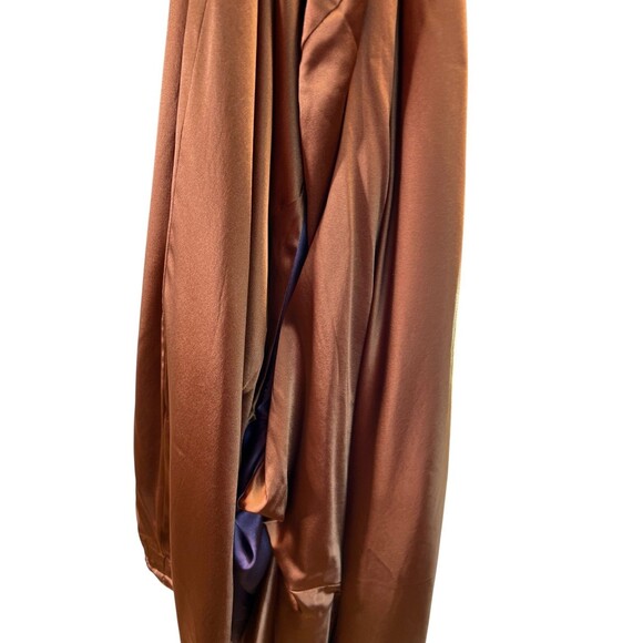 Antique Vintage Gold Silk Charmeuse Robe Opera Coat Gold Couching Embroidery O/S - Picture 16 of 16